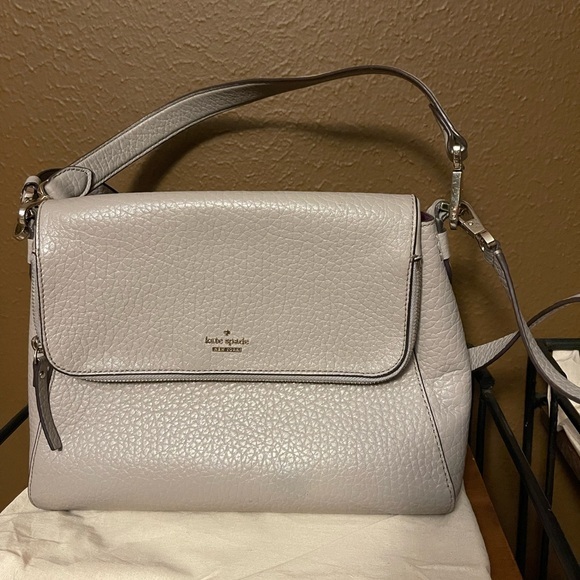 kate spade Handbags - Kate Spade Pebbled Leather Shoulder Bag in Light Gray
